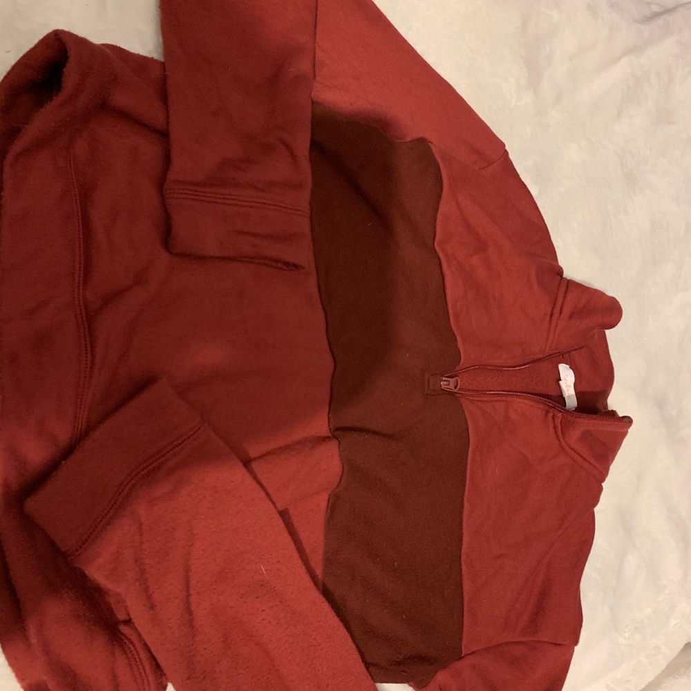 Turtle neck zip up pull over